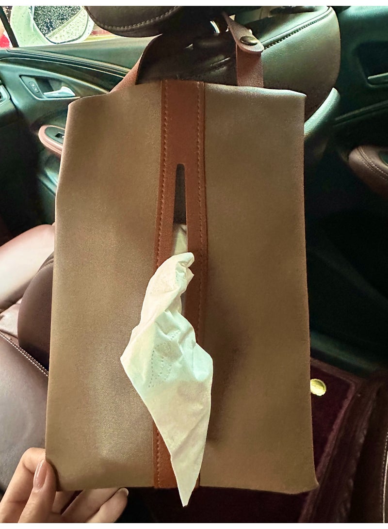 Heyla Advanced leather car tissue bag, internal tissue bag, waterproof and leak proof storage bag, suitable for cars SUV、 Trucks, vans, etc - Image 2