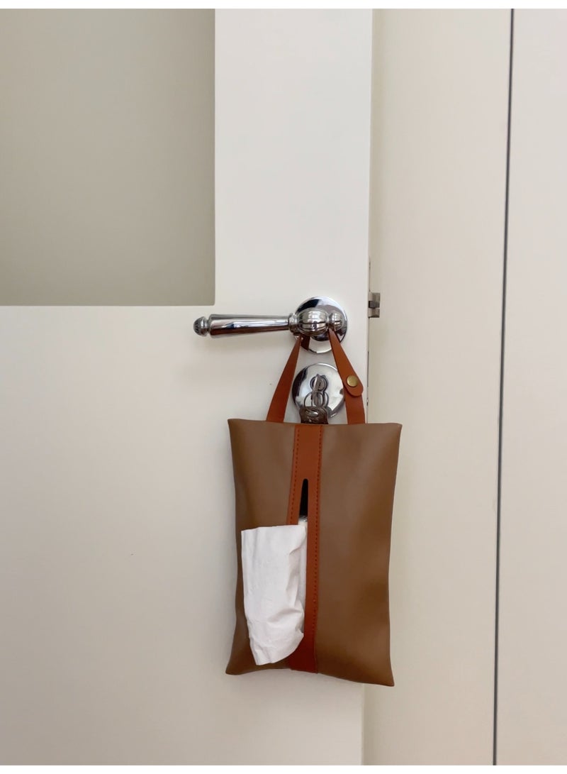 Heyla Advanced leather car tissue bag, internal tissue bag, waterproof and leak proof storage bag, suitable for cars SUV、 Trucks, vans, etc - Image 3