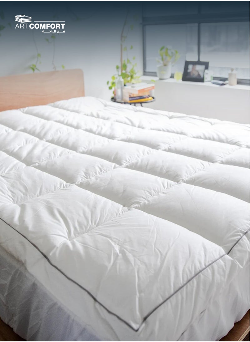 Art Comfort Hotel-Style Mattress Topper (Queen) made with premium cotton and soft microfiber filling, delivering the sensation of sleeping on cloud wings. size 200x140x10 cm  - Image 3