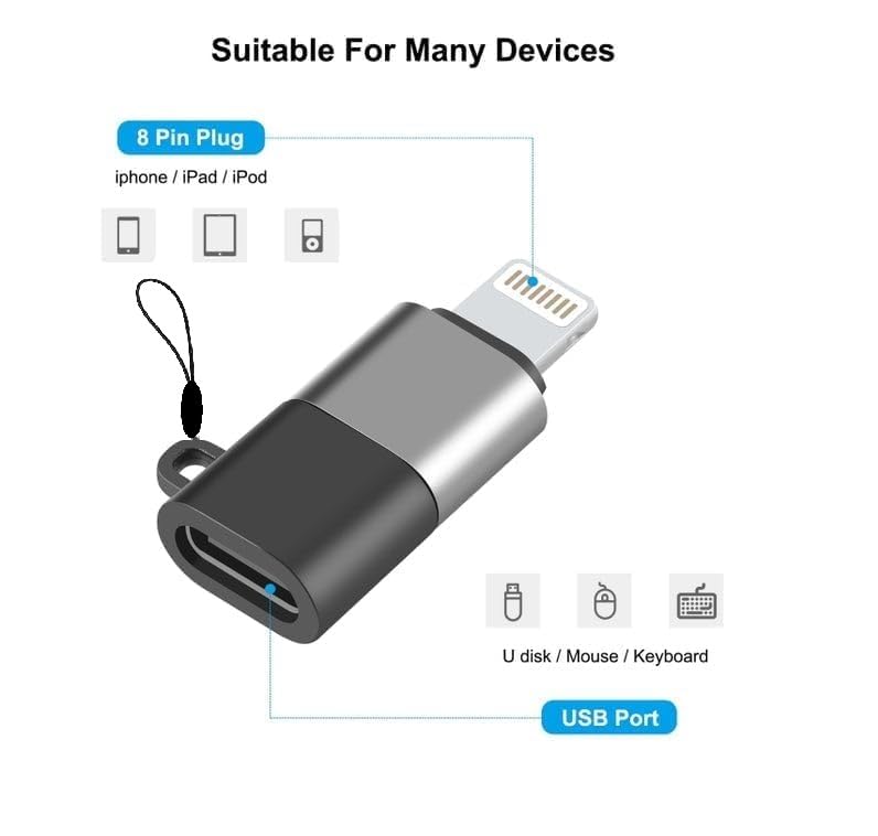 REDWIND Type C Female to Lightning Male Adapter with Thread, OTG for iPhone Connector Extender Convertor Compatible with All iOS Devices (iOS 13 or Above) - Image 4