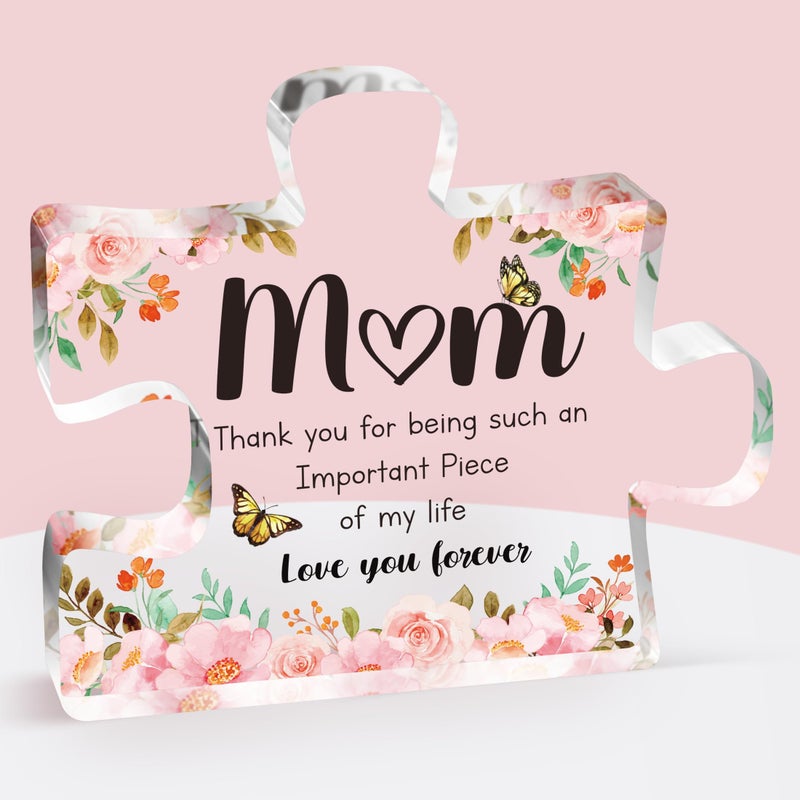 Buioata Gifts for Mom - Delicate Mom Birthday Gifts from Daughter Son - Engraved Acrylic Block Puzzle Piece 3.9 x 3.3 inch - Mothers Day Christmas Birthday Gifts for Mom, Ideas - Image 1