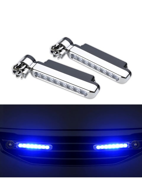 Wind Power Daytime Running Light 1 Pair 8LEDs Car Universal Wind Energy Powered Daytime Running Light Auxiliary Lamp Automobile Decorative Lamp No Need External Power Supply-Blue
