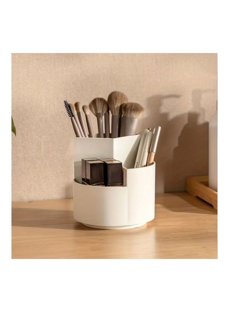 ORiTi Rotating Makeup Brush Holder 3 Compartments, Cosmetic Supplies Organizer - Image 2