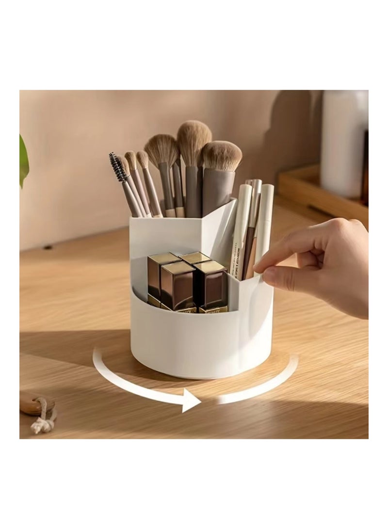 ORiTi Rotating Makeup Brush Holder 3 Compartments, Cosmetic Supplies Organizer - Image 3