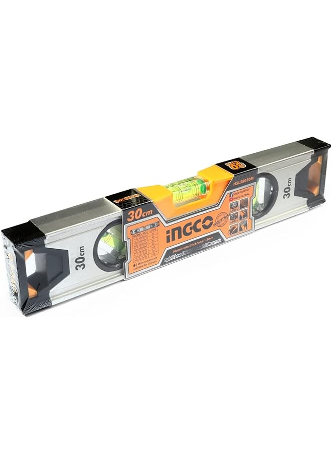 INGCO Hsl38030M Spirit Level With 2 Pieces Powerful Magnet 30 Cm Length - Image 1