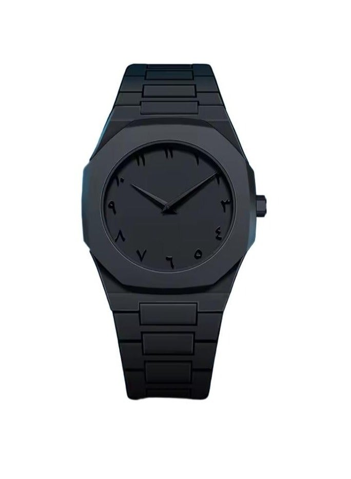 Arabic Black Numeral Watch, Minimalist Stainless, Mate black - Image 1
