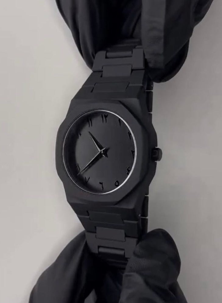 Arabic Black Numeral Watch, Minimalist Stainless, Mate black - Image 3