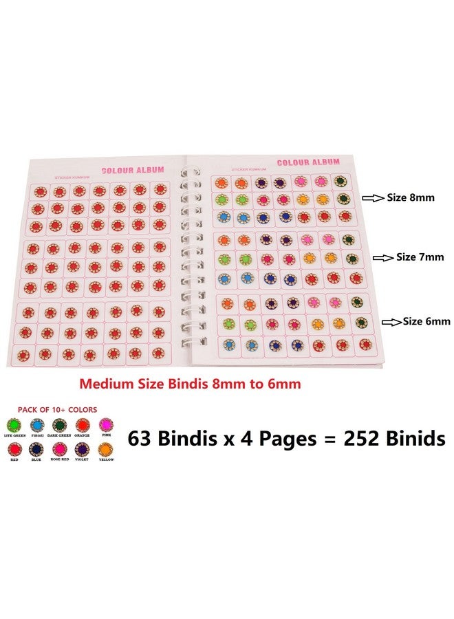 VAMA Multicolour Stone Bindi Kumkum Forehead Sticker Bindiya Bindi Booklet for Ladies & Girls (Medium Size 252 Stone Bindis Booklet) - Image 4
