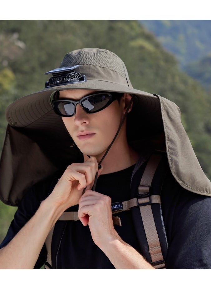 Loquat Solar Fan Hat Wide Brim Sun Hat Solar Fan Hat with Solar Fans Built in  Fishing Hat with Fan for Men Waterproof Outdoor Hiking Camping Fishing Hat Green 