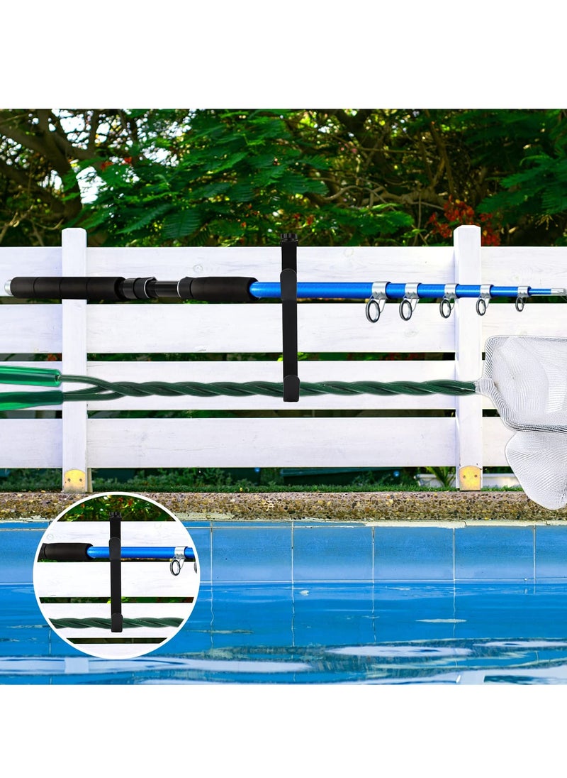 SYOSI - 2PCS Double Pool Pole Hooks, Adjustable Thickened Panel Rustproof Pool Fence Hooks Metal Equipment Hooks for Vinyl Fence Pool, Wall, Skimmers, Hose, Swimming Pool Accessories  (Black) - Image 1
