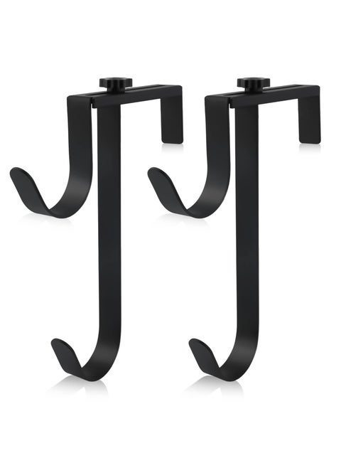 2PCS Double Pool Pole Hooks, Adjustable Thickened Panel Rustproof Pool Fence Hooks Metal Equipment Hooks for Vinyl Fence Pool, Wall, Skimmers, Hose, Swimming Pool Accessories  (Black)