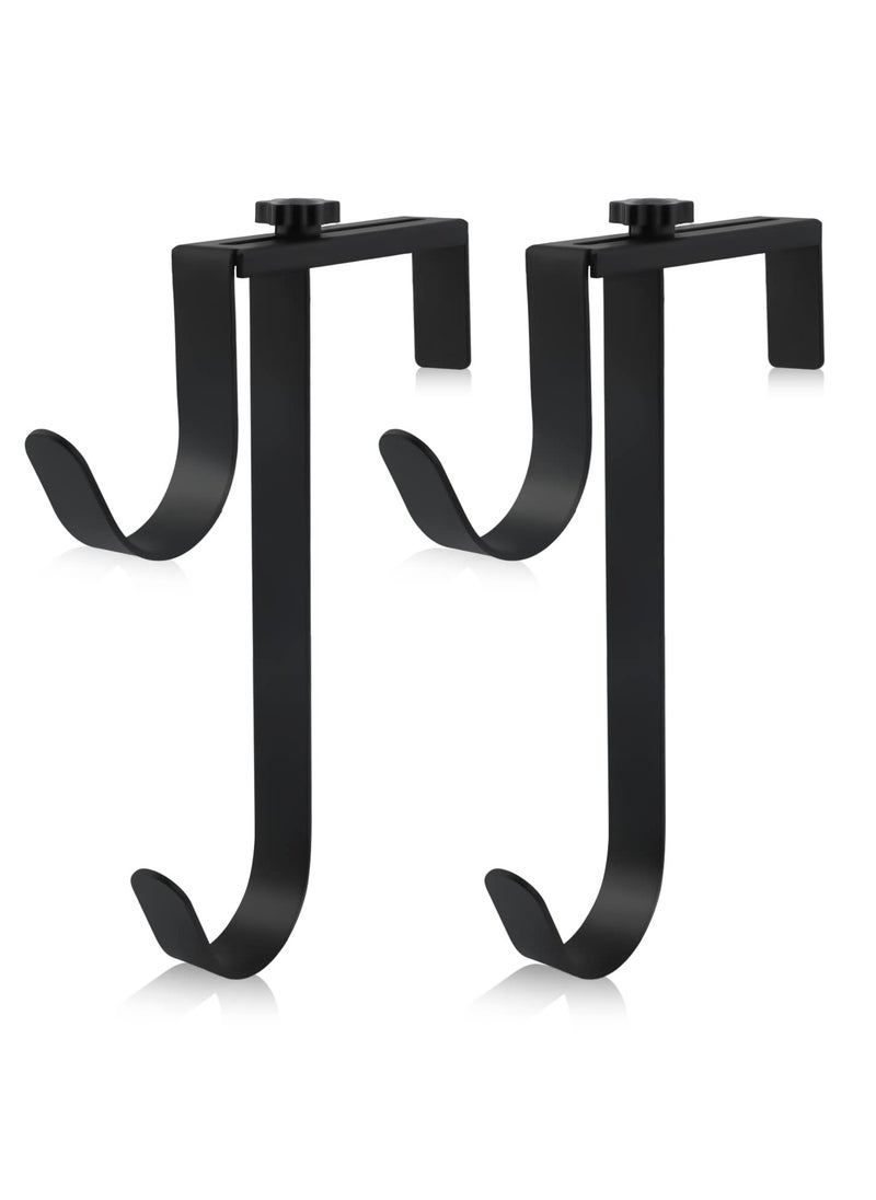 SYOSI - 2PCS Double Pool Pole Hooks, Adjustable Thickened Panel Rustproof Pool Fence Hooks Metal Equipment Hooks for Vinyl Fence Pool, Wall, Skimmers, Hose, Swimming Pool Accessories  (Black) - Image 1