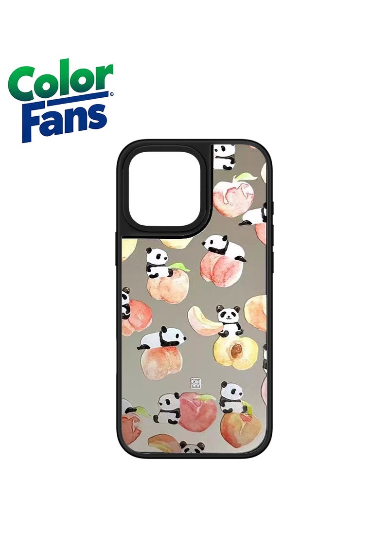 Color Fans - iPhone 12 Pro Max Adorable Panda & Peach Mirror Case  - Soft Peach Hues with Panda Black - Image 1