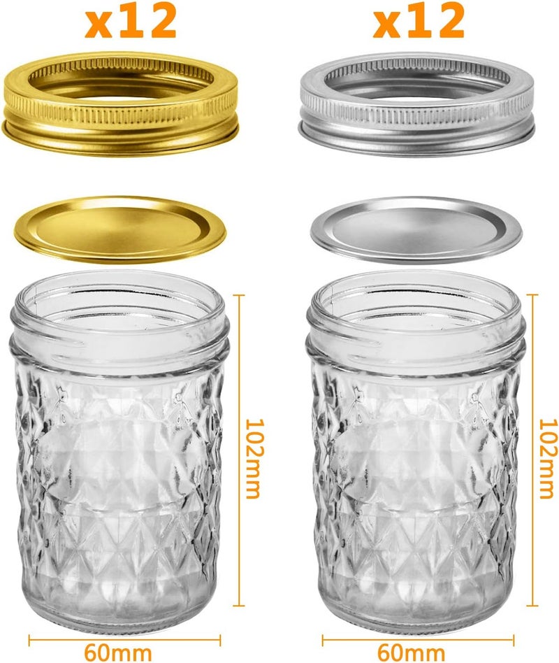 SPANLA Mason Jars 8 oz, 24 Pack Canning Jars 8 oz Half Pint Glass jars with Regular Lids and Bands, Small Mason Jars with Lids Ideal for Jelly Jam Honey Wedding Favors Shower Favors Food - Image 2