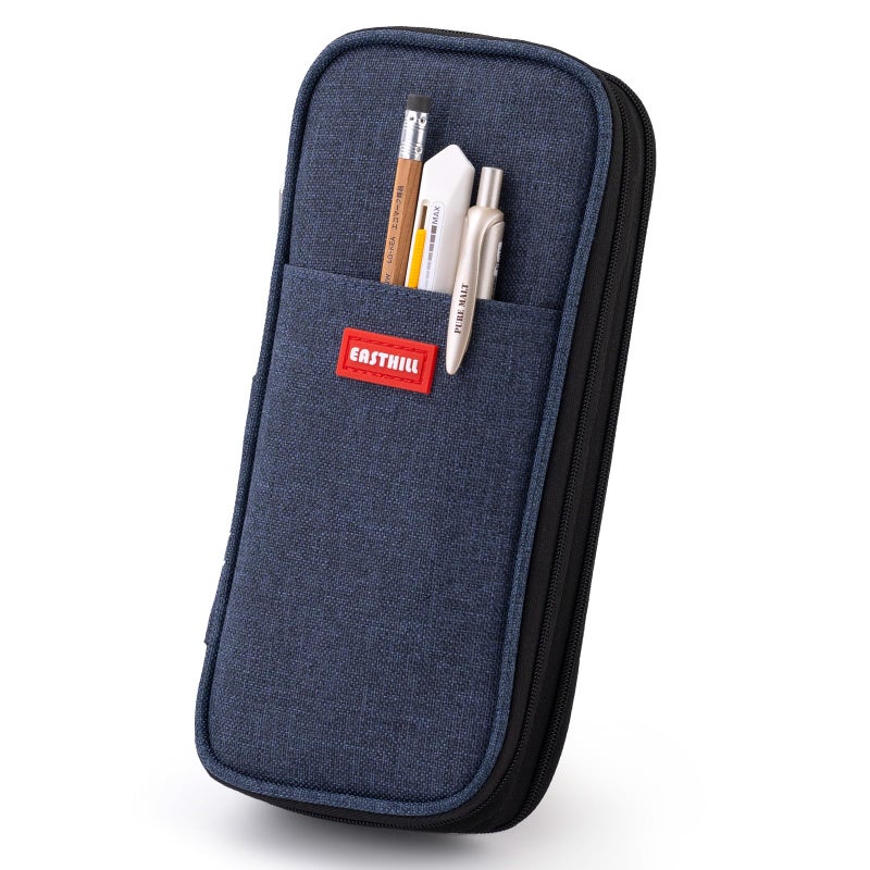 EASTHILL Big Capacity Pencil Case Large Pencil Pouch Stationery Pen Bag for Teen GirlsDeep Blue