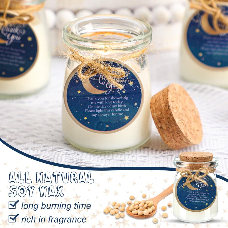 Threlaco 20 Pcs Moon Baby Shower Favors Party Candle Lavender Scented Glass Mason Jar Wax Candle Bulk for Guests Girl Boy Gender Reveal Party Gifts(Blue) - Image 4