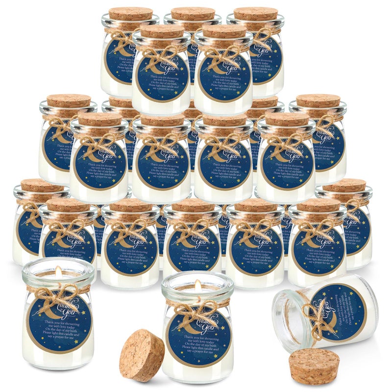 Threlaco 20 Pcs Moon Baby Shower Favors Party Candle Lavender Scented Glass Mason Jar Wax Candle Bulk for Guests Girl Boy Gender Reveal Party Gifts(Blue) - Image 1