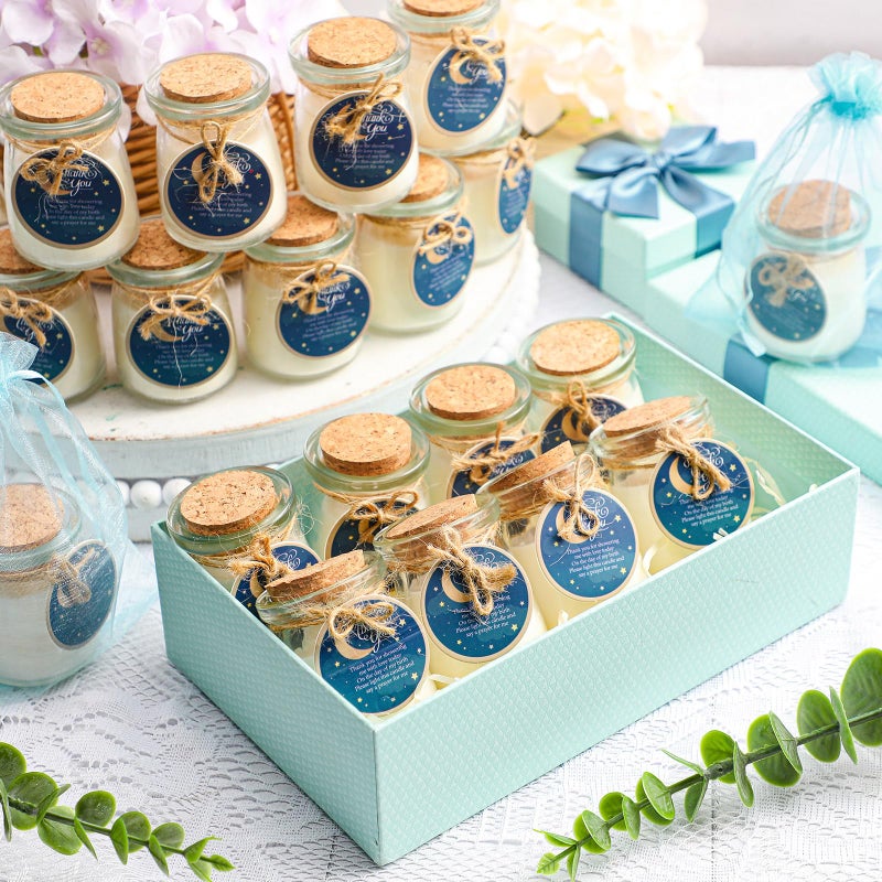 Threlaco 20 Pcs Moon Baby Shower Favors Party Candle Lavender Scented Glass Mason Jar Wax Candle Bulk for Guests Girl Boy Gender Reveal Party Gifts(Blue) - Image 5