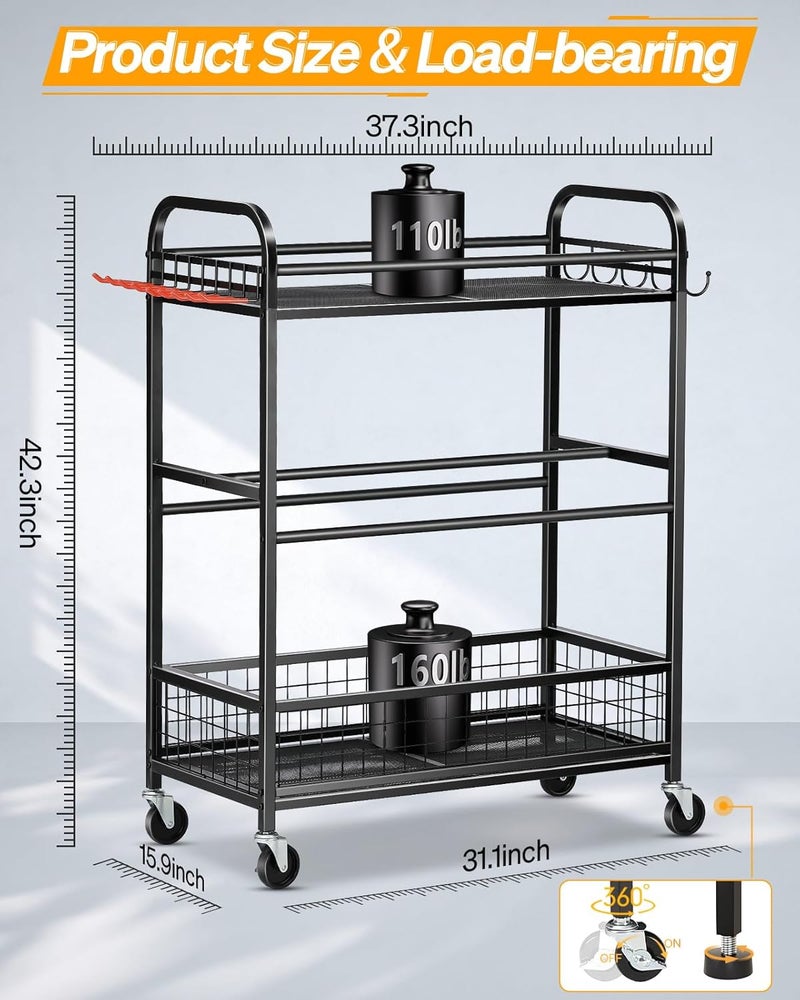 EXTCCT Basketball Rack, Rolling Basketball Shooting Training Stand,Sports Equipment Storage with Wheels, Four-Layer Organizer Holder with Two Basket for Basketballs Footballs Volleyball - Image 4