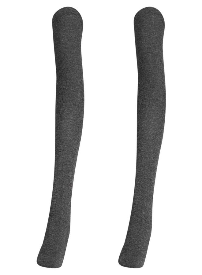 MUKHAKSH (Pack of 2 Pairs Girls Kids Cotton Thigh High Thigh Length upto the thigh Mid Thigh Long Dark Grey Stocking Socks, 11-12 Years - Image 1