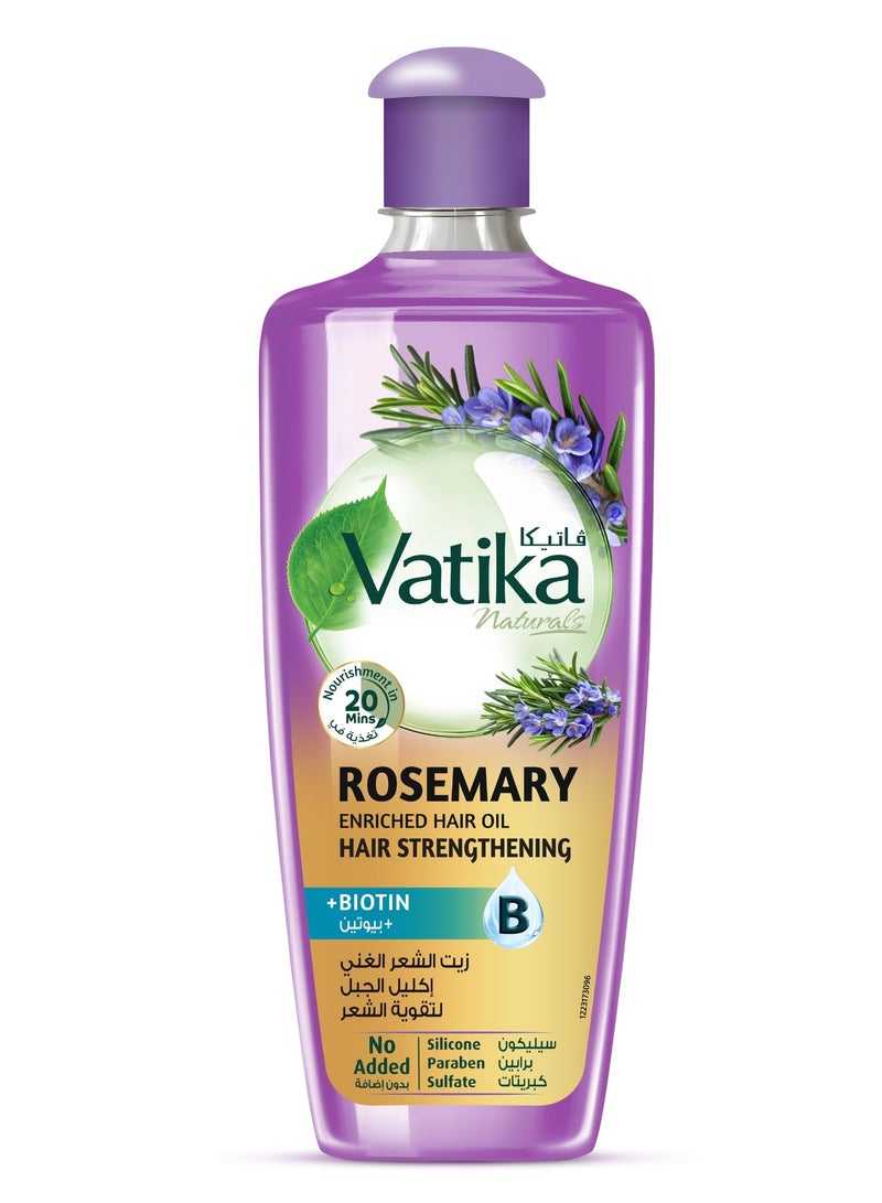 Vatika Naturals Rosemary Oil for Hair Growth – 300ml | Infused with Biotin | Promotes Stronger Hair Growth, Prevents Hair Fall | Scalp Nourishment in 20 minutes | No Parabens, Sulphates or Silicones