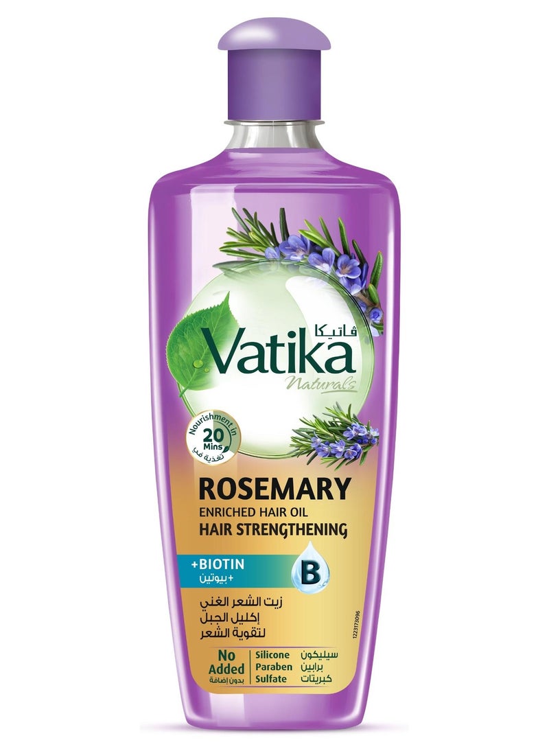 Vatika Naturals Rosemary Oil for Hair Growth – 300ml | Infused with Biotin | Promotes Stronger Hair Growth, Prevents Hair Fall | Scalp Nourishment in 20 minutes | No Parabens, Sulphates or Silicones