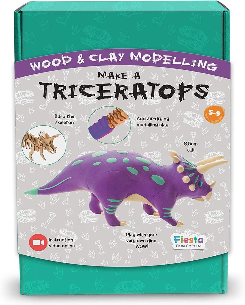 FIESTA CRAFTS Make A Dinosaur Wood & Clay Ki