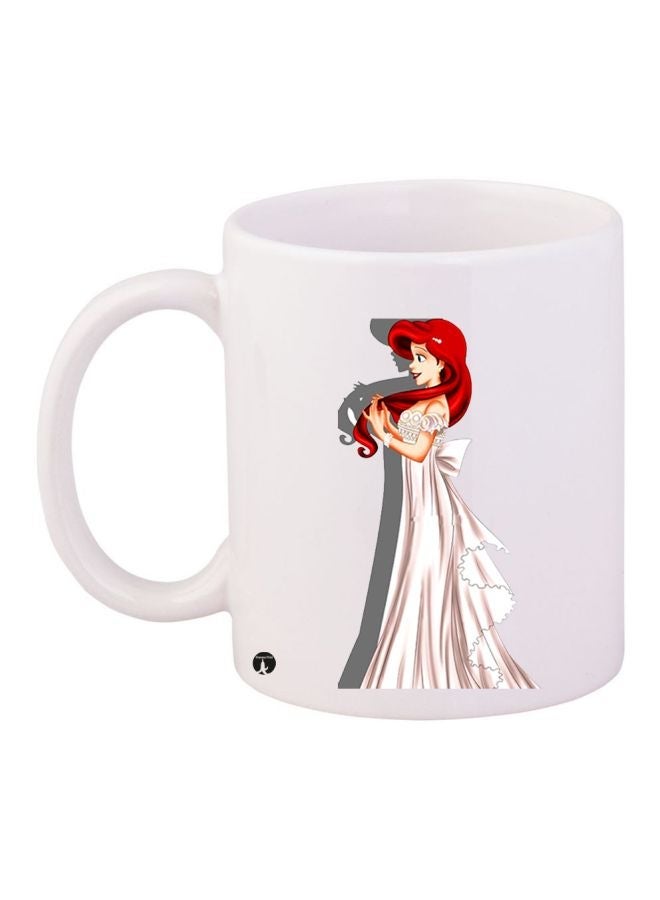 Lady Printed Coffee Mug White/Red/Beige 11ounce