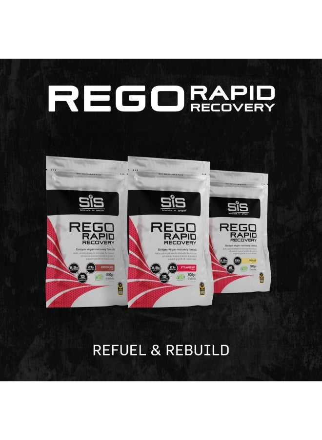 Rego Rapid Recovery | 21G Vegan Protein | 22G Carbohydrates | 2.5G Leucine | 15 Vitamins & Minerals | Plant Based Protein Powder | Chocolate Flavour | 10 Servings | 500G
