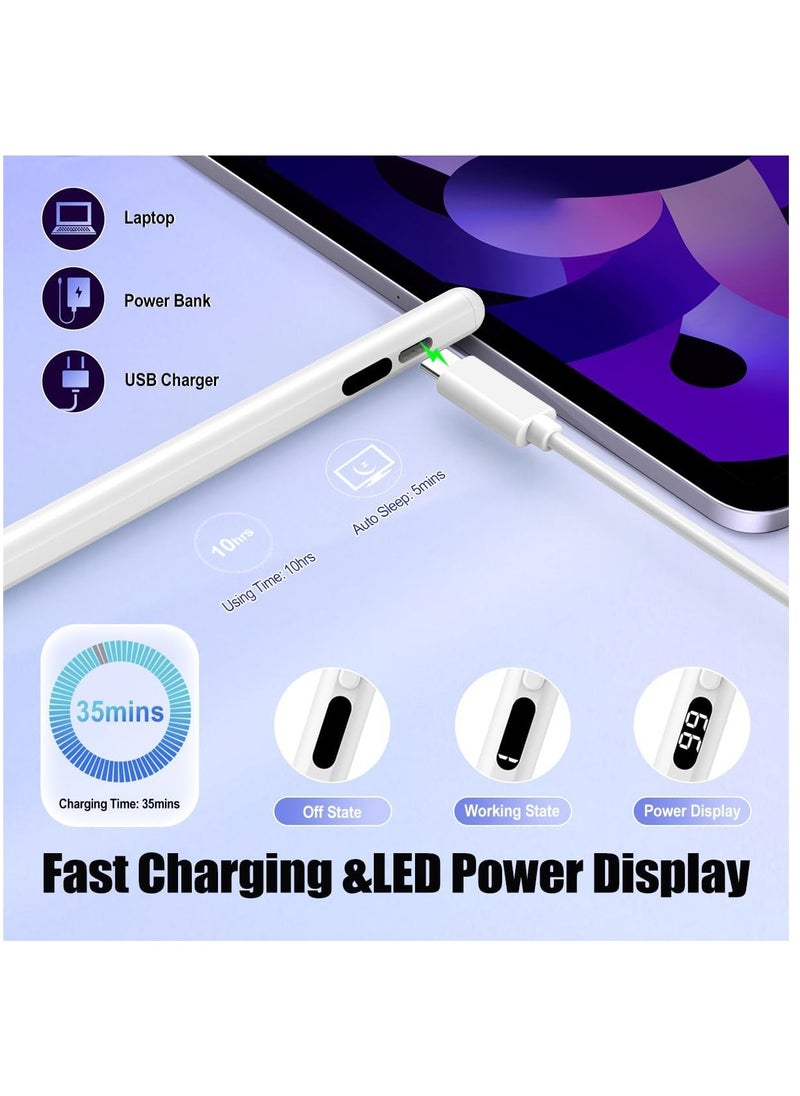 ARNOTEC - Stylus Pen for Touch Screens, Fast Charge Stylus Pen for IOS/Xiaomi/Samsung/Lenovo Android Capacitive Touch Screen Stylus Pen with Power Display, White - Image 1