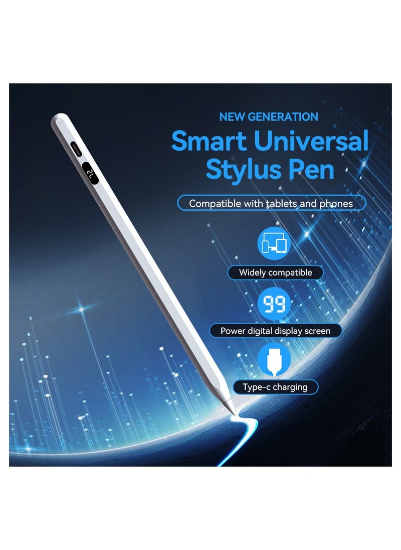ARNOTEC - Stylus Pen for Touch Screens, Fast Charge Stylus Pen for IOS/Xiaomi/Samsung/Lenovo Android Capacitive Touch Screen Stylus Pen with Power Display, White - Image 1