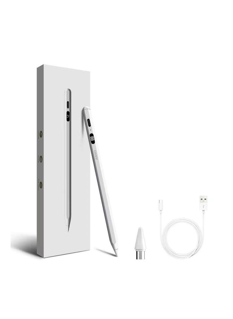 ARNOTEC - Stylus Pen for Touch Screens, Fast Charge Stylus Pen for IOS/Xiaomi/Samsung/Lenovo Android Capacitive Touch Screen Stylus Pen with Power Display, White - Image 1