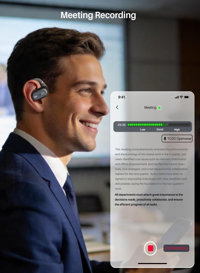 TOZO OpenWear Open Ear Earbuds, AI Translation Real Time 145+ Languages - Image 4