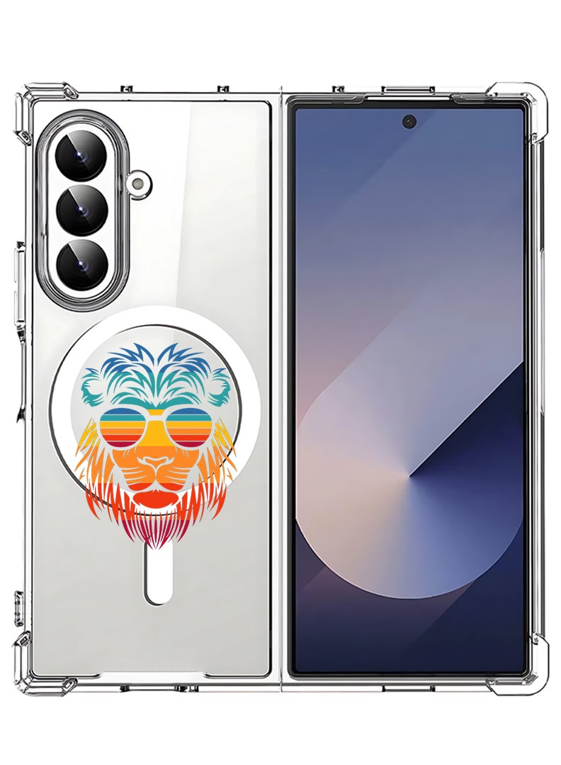 Theodor Magnetic Case for Samsung Galaxy Z Fold 7 Compatible with MagSafe Wireless Charging, Shockproof Phone Bumper Cover lion - Image 1