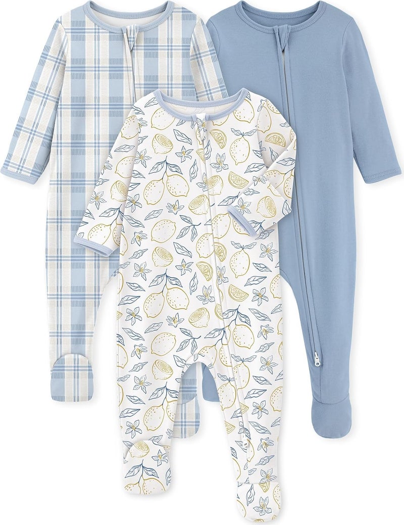 Yoofoss Baby Pajamas 100% Organic Cotton Baby Sleepers for Newborn 0-3 3-6 6-9 Months Boys Girl Clothes 3pcs Footed PJs - Image 1