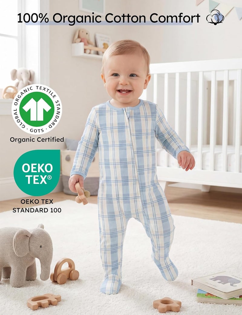 Yoofoss Baby Pajamas 100% Organic Cotton Baby Sleepers for Newborn 0-3 3-6 6-9 Months Boys Girl Clothes 3pcs Footed PJs - Image 2