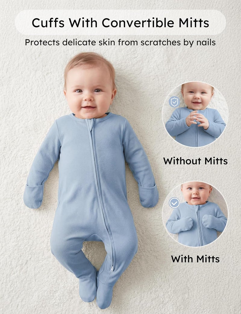 Yoofoss Baby Pajamas 100% Organic Cotton Baby Sleepers for Newborn 0-3 3-6 6-9 Months Boys Girl Clothes 3pcs Footed PJs - Image 4