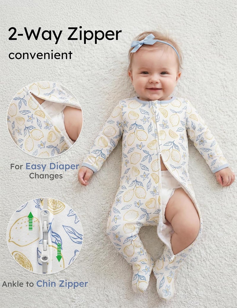 Yoofoss Baby Pajamas 100% Organic Cotton Baby Sleepers for Newborn 0-3 3-6 6-9 Months Boys Girl Clothes 3pcs Footed PJs - Image 3