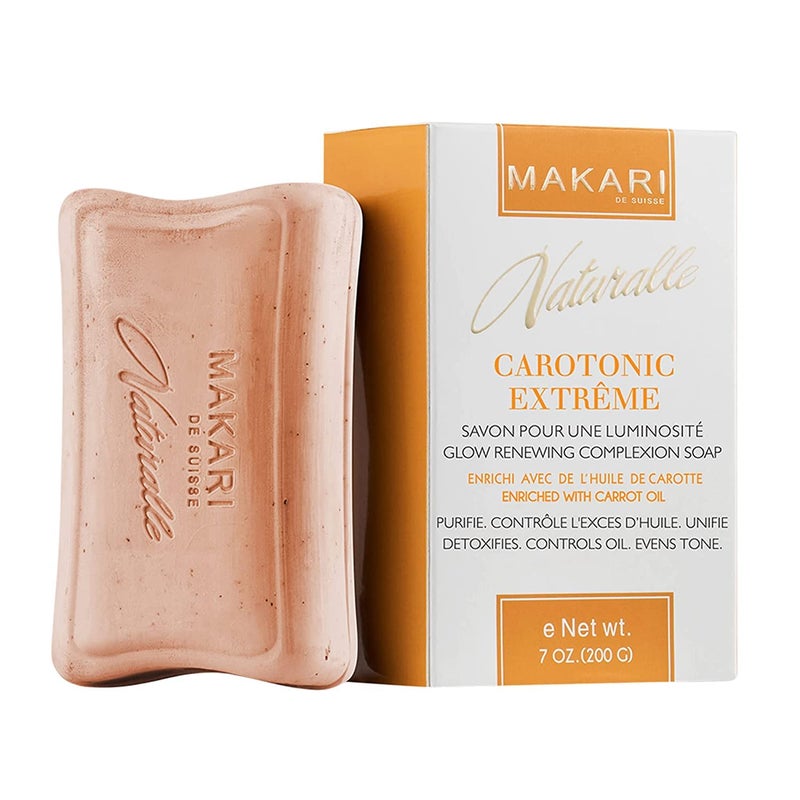 Makari Makari Naturalle Carotonic Extreme Toning Soap | Skin Illuminating and Oil-Controlling Bar | Prevents Breakouts | Promotes Even-Toned Complexion | For Combination, Oily, and Acne-Prone Skin (7oz)