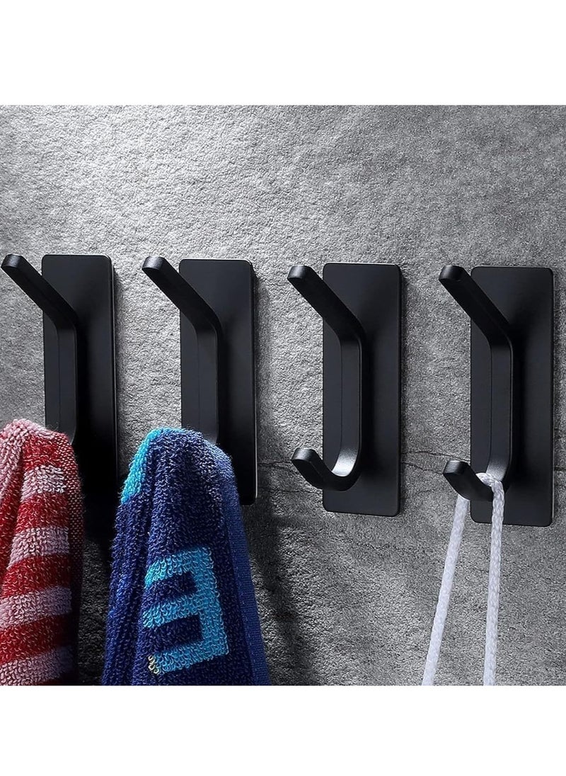 AMROAH 4pcs Stainless Steel Adhesive Hooks Wall Mounted, Heavy Duty Storage Wall Mount Hooks for Hanging Coat Clothes Towels Hat Bags for Home Entryway Bathroom Bedroom Kitchen Living Room  - Image 1