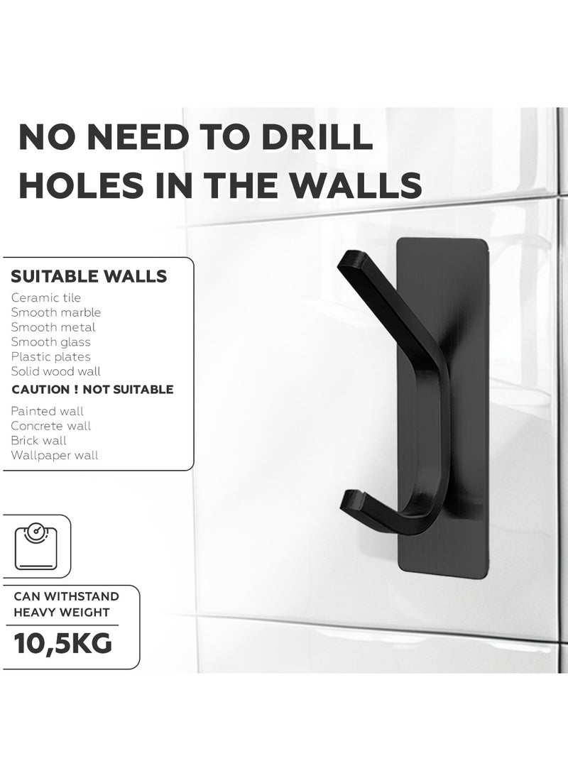 AMROAH 4pcs Stainless Steel Adhesive Hooks Wall Mounted, Heavy Duty Storage Wall Mount Hooks for Hanging Coat Clothes Towels Hat Bags for Home Entryway Bathroom Bedroom Kitchen Living Room  - Image 5