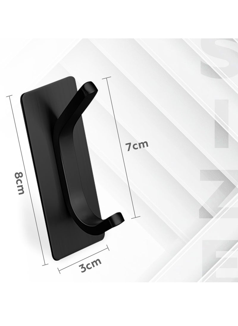 AMROAH 4pcs Stainless Steel Adhesive Hooks Wall Mounted, Heavy Duty Storage Wall Mount Hooks for Hanging Coat Clothes Towels Hat Bags for Home Entryway Bathroom Bedroom Kitchen Living Room  - Image 3
