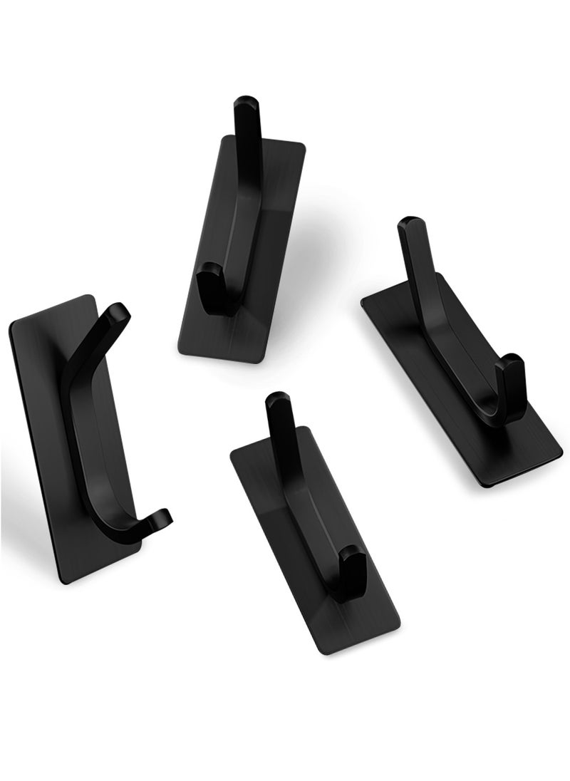 AMROAH 4pcs Stainless Steel Adhesive Hooks Wall Mounted, Heavy Duty Storage Wall Mount Hooks for Hanging Coat Clothes Towels Hat Bags for Home Entryway Bathroom Bedroom Kitchen Living Room  - Image 2