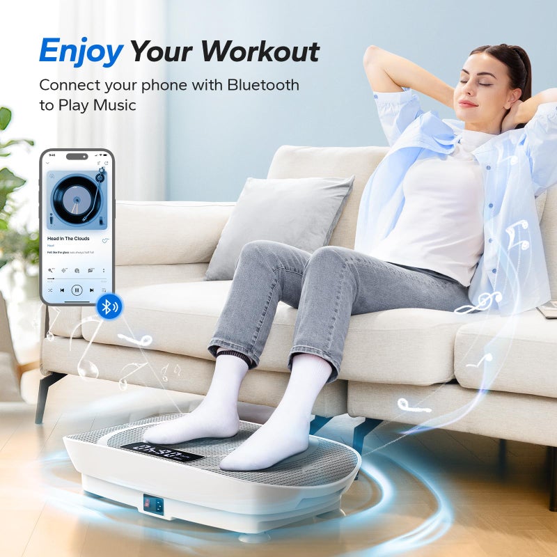 MERACH Vibration Plate Exercise Machine, Whole Body Workout Equipment for Women, Bluetooth and Silicone Pedal, Vibration Plate with Auto Mode, Vibrate Fitness Platform for Home (Grey) - Image 3