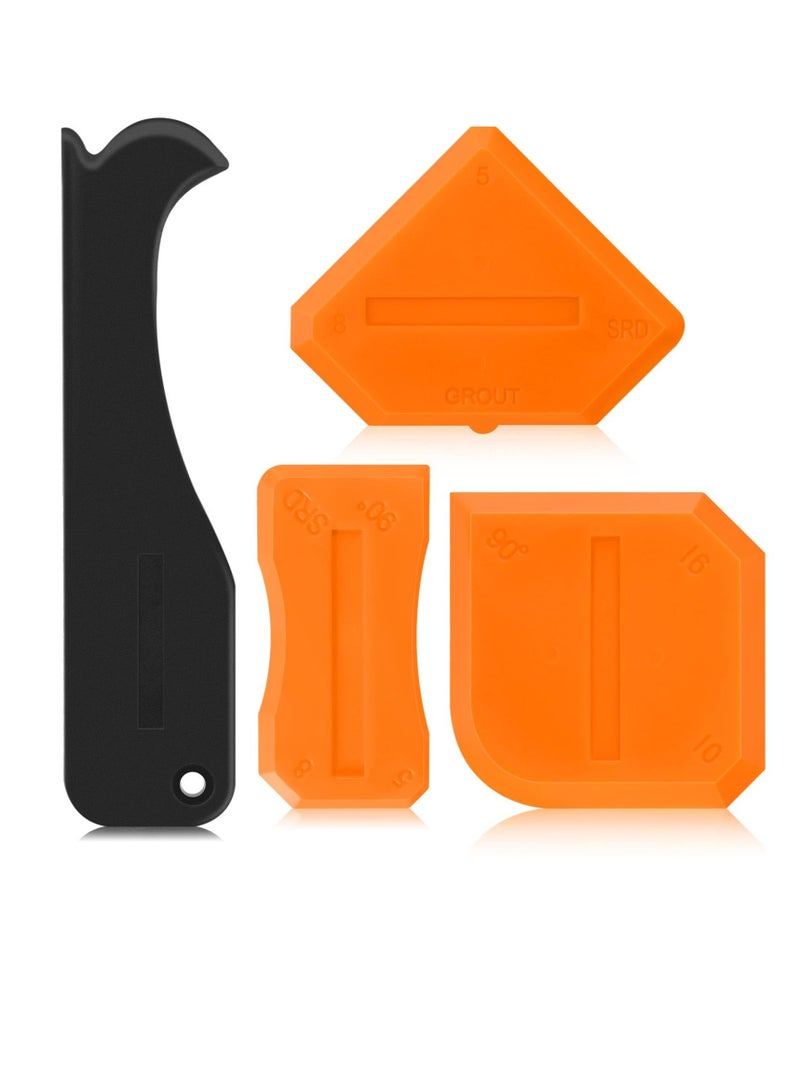 SOLARAE Silicone Caulking Tool Set, 4 Pcs Sealant Finishing Tool, Sealant Grout Finishing Tool, for Kitchen Bathroom Floor Sealant Sealing, Reuse and Replace (Orange) - Image 1