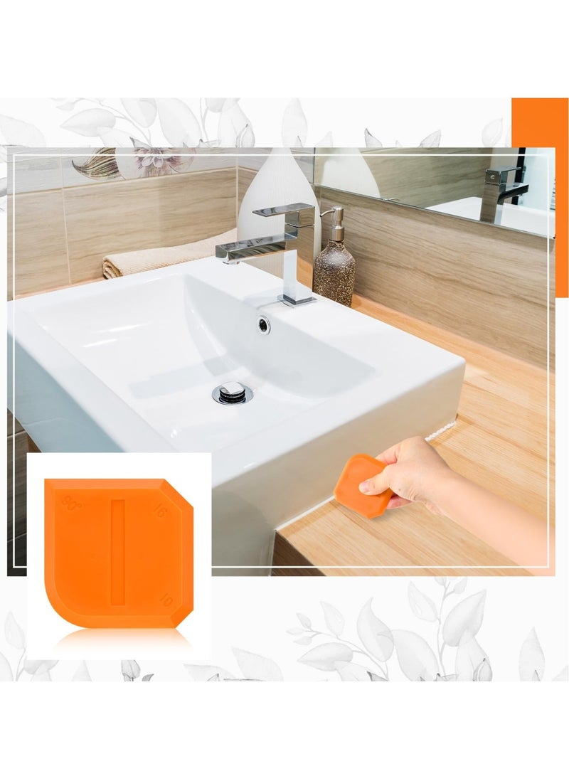 SOLARAE Silicone Caulking Tool Set, 4 Pcs Sealant Finishing Tool, Sealant Grout Finishing Tool, for Kitchen Bathroom Floor Sealant Sealing, Reuse and Replace (Orange) - Image 2