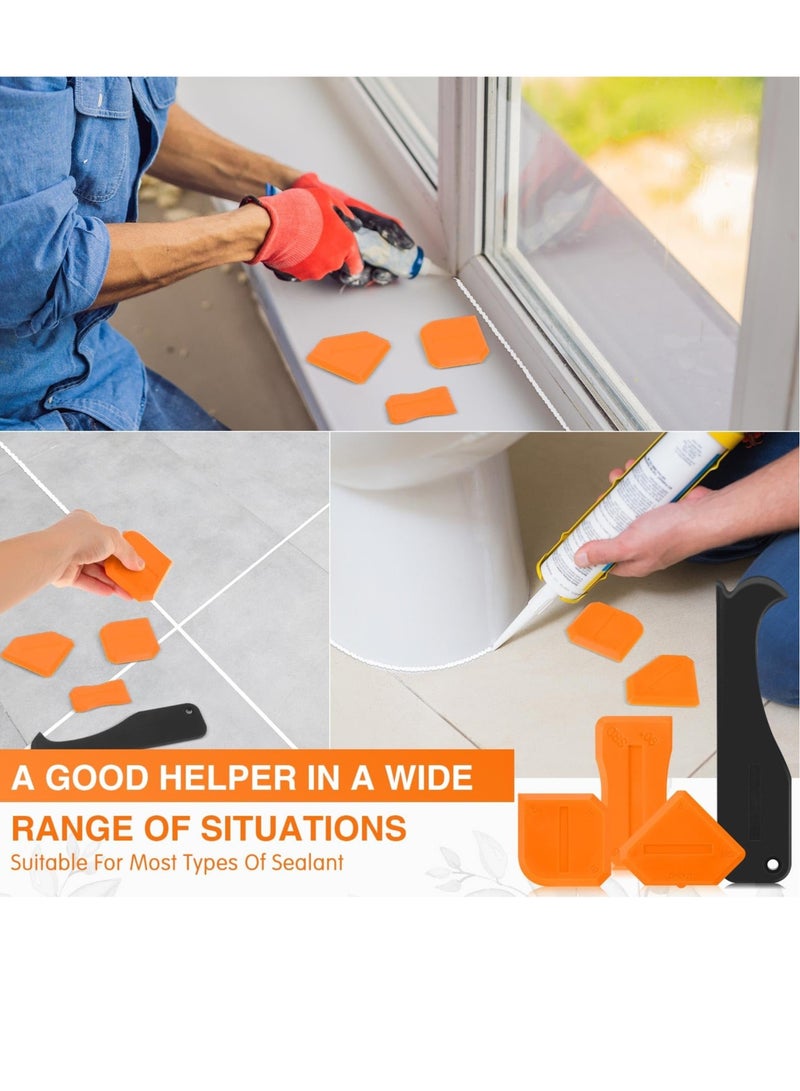 SOLARAE Silicone Caulking Tool Set, 4 Pcs Sealant Finishing Tool, Sealant Grout Finishing Tool, for Kitchen Bathroom Floor Sealant Sealing, Reuse and Replace (Orange) - Image 4