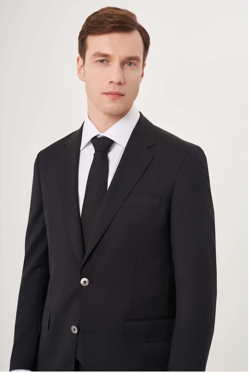 Bisse Men's 6 Drop Mono Collar Double Slit Suit BLACK PTK23YNOS001_D99
