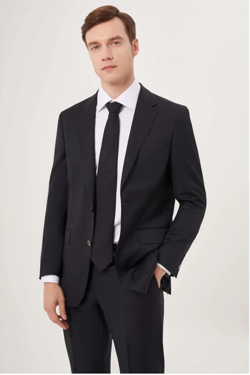 Bisse Men's 6 Drop Mono Collar Double Slit Suit BLACK PTK23YNOS001_D99