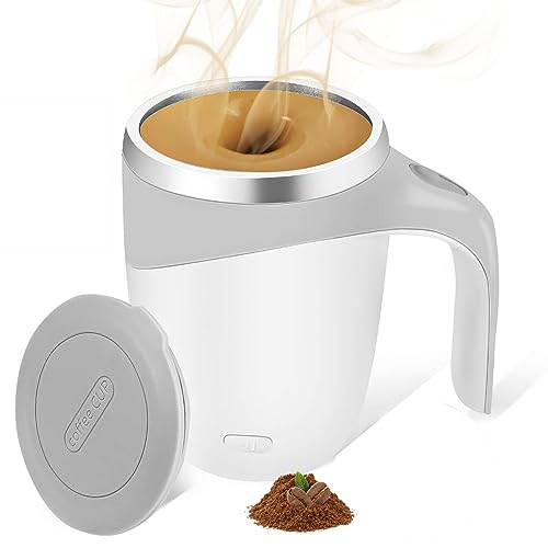 Maharsh Automatic Magnetic Stirring Coffee Mug, Rotating Home Office Travel Mixing Cup Suitable for Coffee, Milk, Cocoa and Other Beverages (Battery White) 380 ml - Image 2